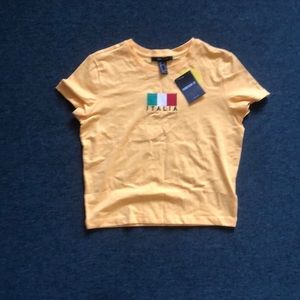 Forever 21 crop top yellow italia shirt medium